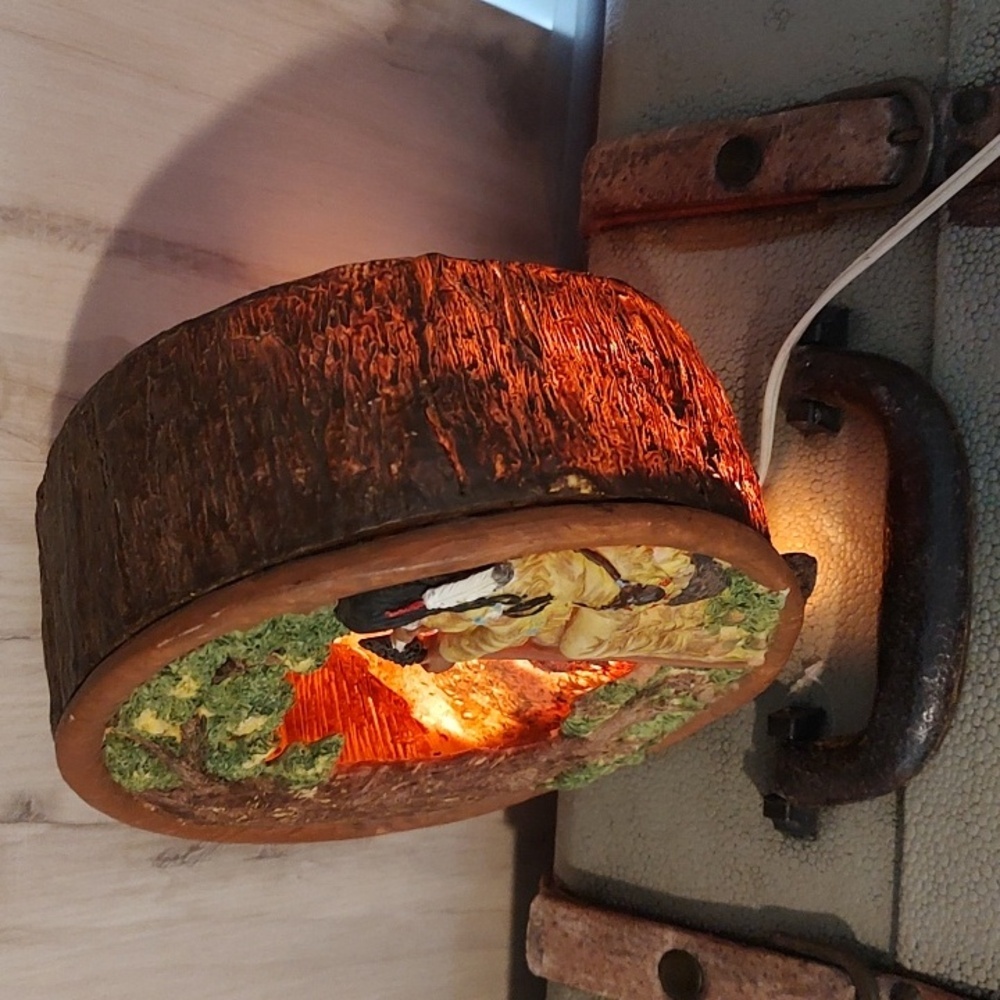 Diorama Lamp Vintage Native American Camp Fire Scene EUC - Picture 4 of 6